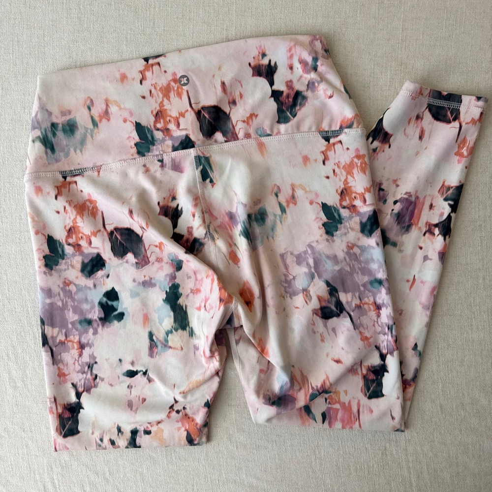 RBX Live Life Active Pink Floral Watercolor Leggings  Large L/G